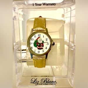 Liz Blanc Santa Sparkles Watch with Gold Band